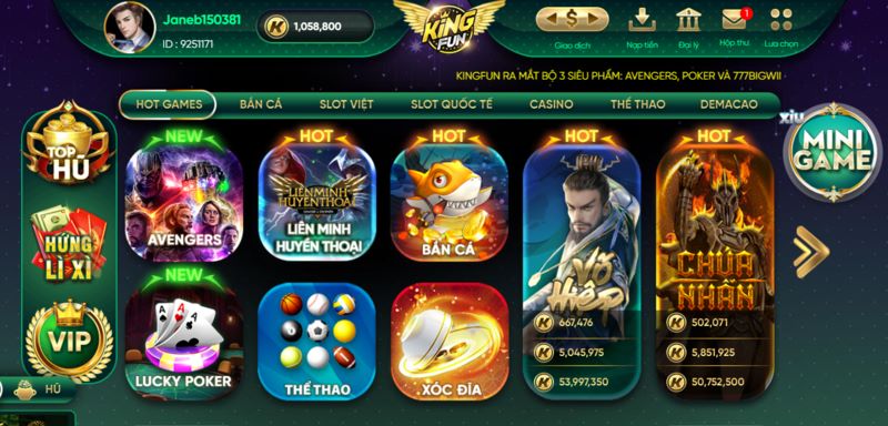 Nổ hũ Kingfun - Cảm nhận từng phút giây giải trí tuyệt đỉnh 3 Chủ đề chơi nổ hũ thú vị tại Kingfun